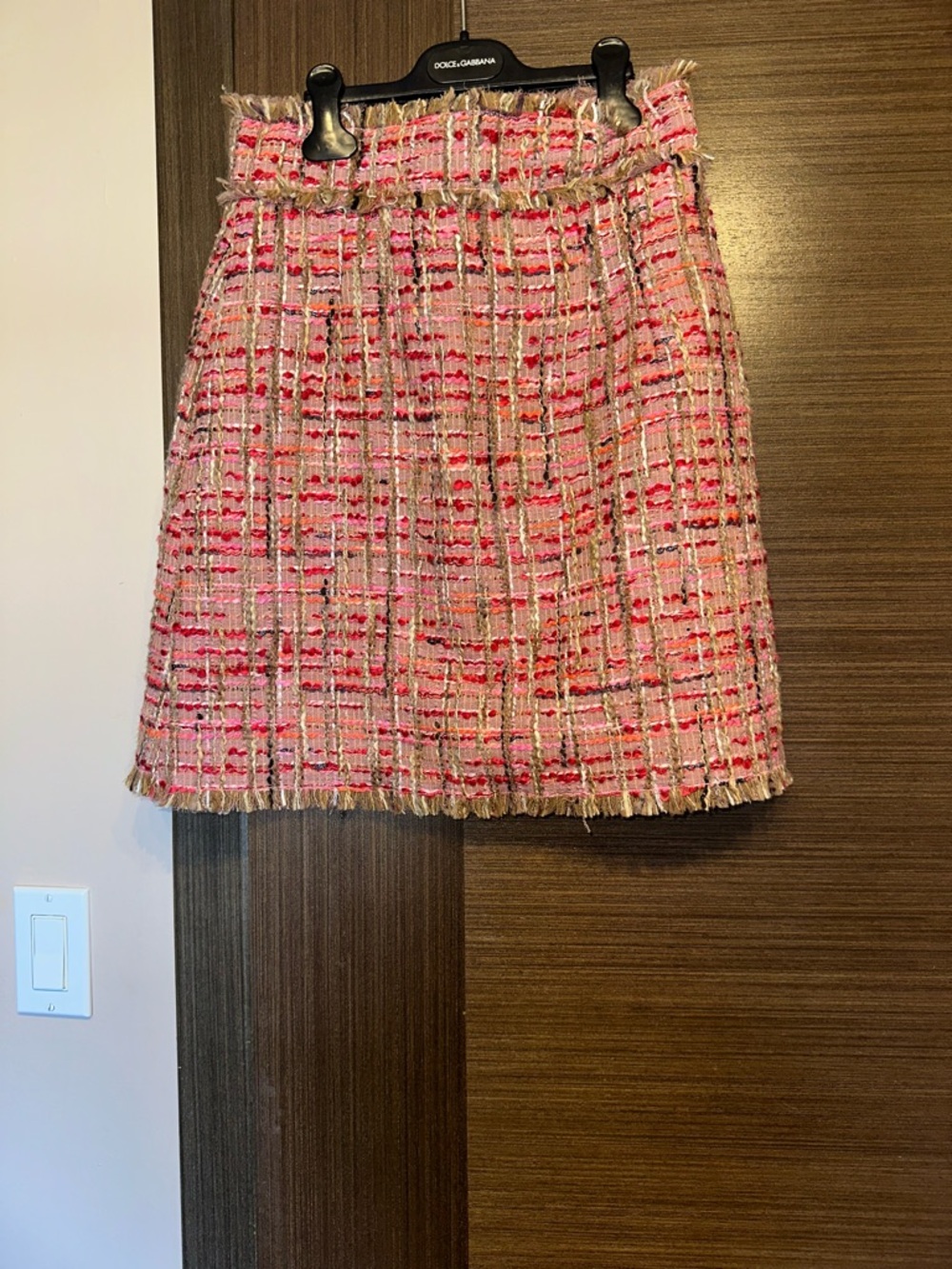 Dolce and Gabbana  Pink Tweed A-Line Skirt size 40. New!